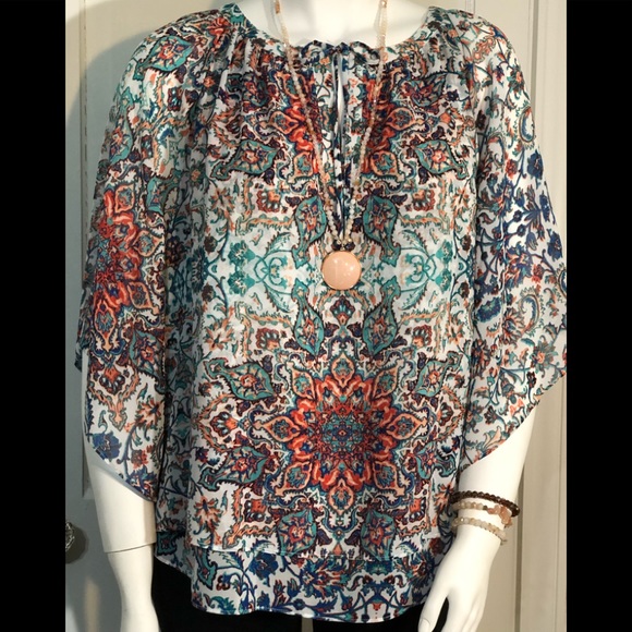 Charter Club Tops - CORAL TOP HOST PICK TURQUOISE MANDALAS